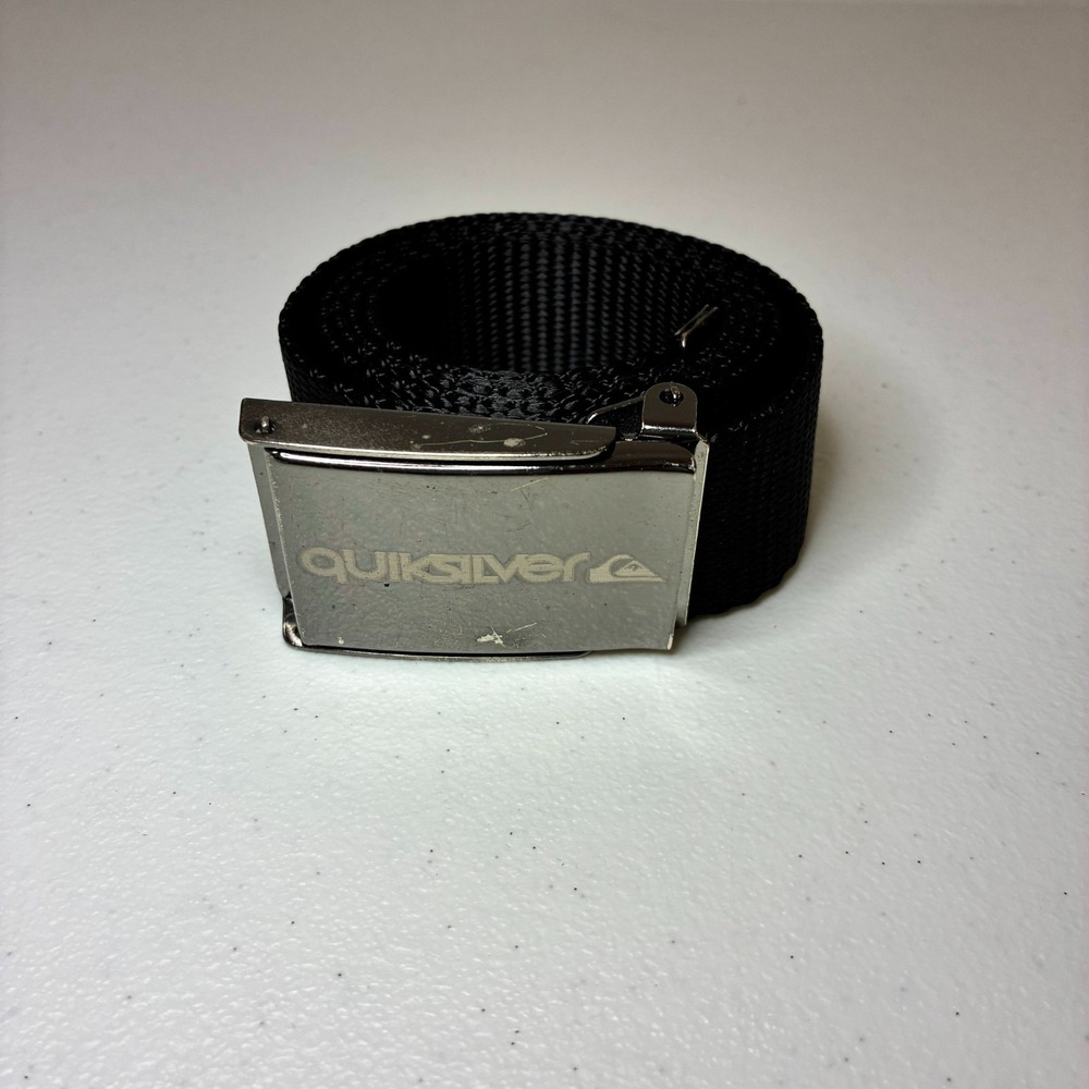 Quiksilver Mens Webbing Belt With Metal Buckle 37" Silver Flip Top Skater Street